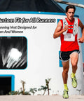 Man running in black Hydration Running Vest For Men And Women With 1.5L Water Bladder Breathable Adjustable Backpack And Reflective Night Safety Strips For Hiking Trail Running Marathons And Cycling Black One Size