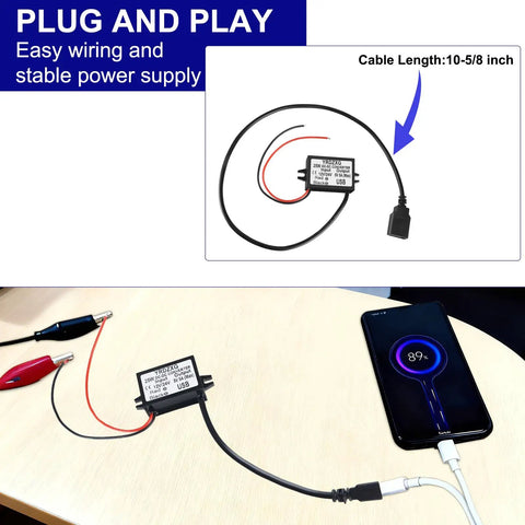 USB Output 5V Buck Converter Module For 12V Or 24V DC Power, Fixed 5V Regulated Supply Up To 5A 25W, charging phone