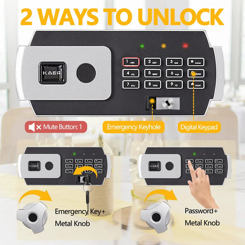 Digital keypad and emergency keyhole of Front Drop Slot Deposit Safe Fireproof With Digital Combination Anti Fishing Safe Box.