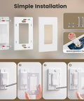 3 Way Wireless Light Switch And Receiver Kit With Decorator Rocker Wall Switch, 15 Amp, 100 Ft Range, installation steps shown