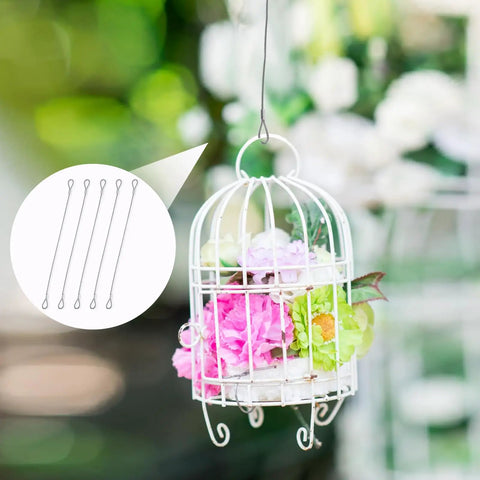 Birdcage with flowers and inset of Five Pack 12 Inch Safety Cable Locks With Loops Heavy Duty Braided Steel Wire Rope Double Loop Security Cables