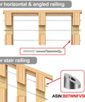 50 Pack Cable Railing Kit With Swage Threaded Stud Tension End Fittings For 1 8th Inch Cable Deck Railing In T316 Stainless Steel For 4x4 And 2x2 Posts Easy Install Tensioner Hardware shown in horizontal and stair railing applications.