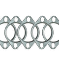 Five 70mm exhaust flange gaskets for turbo/manifold down pipe, perforated metal with bolt holes, front view