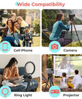 64 Inch Camera And Tablet Tripod With Remote For iPad And iPhone, multi-use scenes with phone, camera, ring light, projector