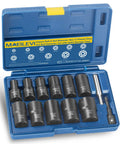 13 Piece Bolt Extractor Set With Half Inch Drive Impact Lug Nut Remover Socket Tool Center Punch Bar For Damaged Frozen Rusted Rounded Off Bolts And Screws Built Tough in blue case