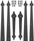 Decorative Carriage House Style Garage Door Hardware Kit With 8 Hinges And 4 Handles For Two Car Garages Screw Mounted In Black Matte Steel