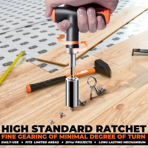 Hand using Ratcheting Universal Socket Tool Set With T-Handle Screwdriver And Power Drill Adapter Fathers Day Gift