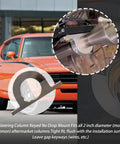 Steering column clamp mount, aluminum, 2-inch hole, keyed no-drop, brushed silver (close-up view)