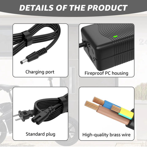 54.6V 2A Four Output LiIon Battery Charger For 48V To 54.6V Scooters And Electric Bikes Fast Universal Charger For Razor Jetson Voyage Gotrax Ninebot Ve And Other Lithium Battery Packs
