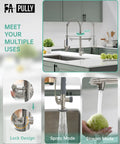 Heavy Duty Commercial Pull Down Kitchen Faucet With Sprayer In Brushed Nickel All Metal Body Pro Grade Durable Spring