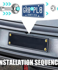 4 Piece Slick Gold Motorcycle License Plate Bolts installation sequence showing M6 aluminum screws and tag attachment.