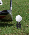 Golf club about to hit ball on Indoor Golf Practice Tees 20 Pack Tall And Short For Home Simulator And Driving Range Flexible Durable Tees