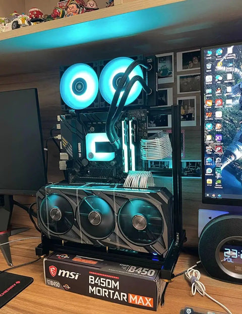 Open Frame Test Bench PC Case With Aluminum Frame Chassis for MicroATX ITX motherboards with vertical overclocking setup