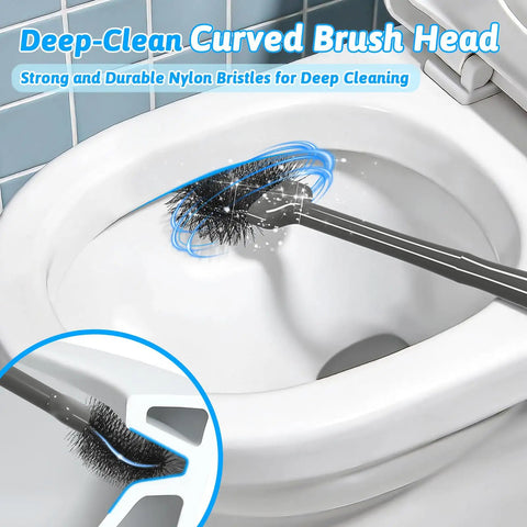 Heavy Hitter Toilet Brush And Plunger Set Featuring Curved Scour Bristles Gray with nylon bristles for effective toilet cleaning.