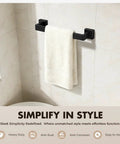 Matte Black 5 Piece Bathroom Hardware Set Made Of SUS304 Stainless Steel Wall Mounted Towel Bar installed with towel