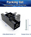 4x4 Pergola Brackets Kit 4 Way Corner Brackets For Gazebos And Patios Heavy Duty Wood Post Supports with screws and dimensions