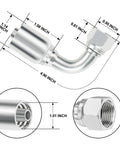 90 degree hydraulic hose crimp kit fitting with measurements