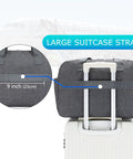 17 Inch Personal Item Gym Bag For Women And Men, Airport Approved Duffle With Wet Pocket And Trolley Sleeve, suitcase strap detail