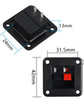 Speaker Terminal Block 2 Position PCB Mount Connector Clamp Set 6 Pack For Amplifier Projects, front and back view dimensions