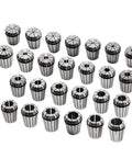 ER32 Spring Collet Set For CNC Milling Lathe And Engraving Machines, 26 Piece Kit, displayed in full size range from 1/16 In to 13/16 In