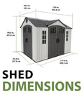 10x8 Ft Gray Resin Outdoor Storage Shed With Dual Entry Doors Weather Resistant Tool Shed dimensions