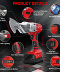 Cordless Metal Shear 18V Battery Brushless Electric Cutter For Cutting Stainless Steel Sheet Metal Iron Carpet Leather Cardboard Tool No Battery Included Workhorse displayed with detailed features in focus.