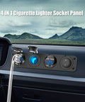 4 In 1 12V USB Outlet Marine Switch Panel Kit With PD3.0 and Dual QC3.0 USB Ports 150W lighter socket installed in vehicle dash