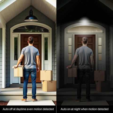 Motion Sensor LED Bulbs With 5500K Daylight No Hassle Auto On Off Lighting For Dusk To Dawn Security Motion Activated 13W 100W Equivalent E26 A19 3 pack on porch