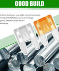 Close-up of a 2A to 35A colored mini blade fuse from the 120Pcs Car Mini Blade Fuse Assortment Kit With Heavy Grip Puller Wrench.