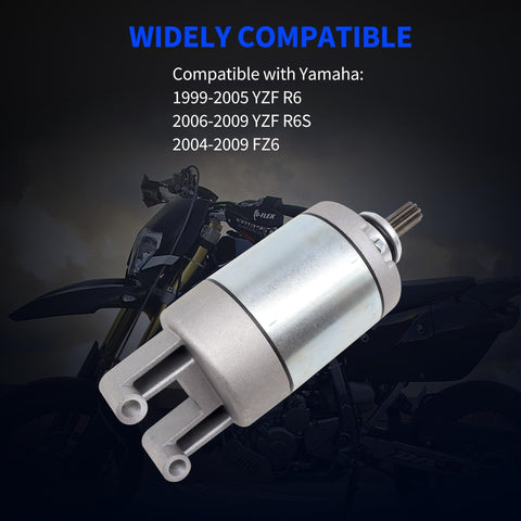 Starter Motor Assembly For Yamaha YZF R6 YZF R6S And FZ6 1999-2009 Replacement Part 5EB-81890 5EB-81890-00-00 519-CSM2206O Direct Fit Plug-and-Play Easy Install High-Quality Start-Up Upgrade