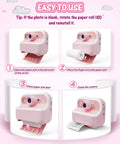 Six Roll Instant Camera Thermal Paper Refill For Kids Compatible With Most Instant Cameras High Gloss White Photo Paper For Rich Colors Durable Thick Print Paper For Clear Long Lasting HD Color Prints. Pink kids instant camera with paper roll loading steps and blank photo tip
