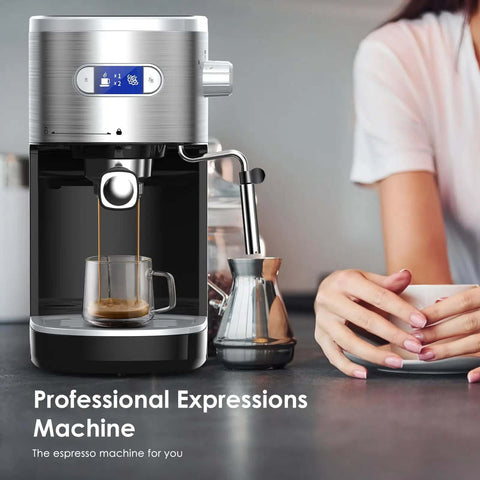 20 Bar Commercial Espresso Machine With Milk Frother And Steam Wand, Compact Home Barista Grade Essential