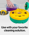 Hand pouring solution into BladeClean Saw Blade And Router Bit Cleaning Kit System with CPR Disc Set and yellow lid