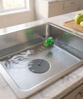 TEHAUX Silicone Bathtub Drain Stopper 15cm, Hair Catcher for Bathroom with green toy car in a sink.