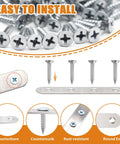 Heavy Duty Stainless Steel Flat Metal Brackets And Mending Plates 96 Pack screws with countersunk heads, rust-resistant design, easy installation.