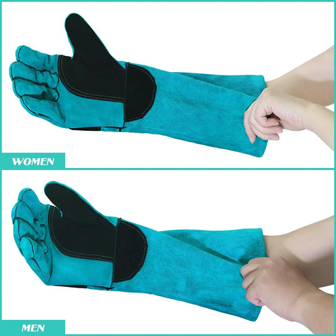 Heavy Duty Animal Handling Gloves For Training Dogs Cats Birds Snakes Parrots Lizards Reptiles Bite Proof Protection With Seventeen Point Seven Inch Leather Gloves Blue Grip Ready Anti Scratch For Safer Handling