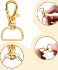 Close-up of 24mm gold lobster clasp from 100 Piece Hardcore Swivel Keychain Clips With D Rings And Lobster Clasps In Eight Bold Colors.