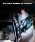 Night view of man exiting car illuminated by Wireless Outdoor Security Camera System 4 Camera Kit With Local Storage No Subscription.