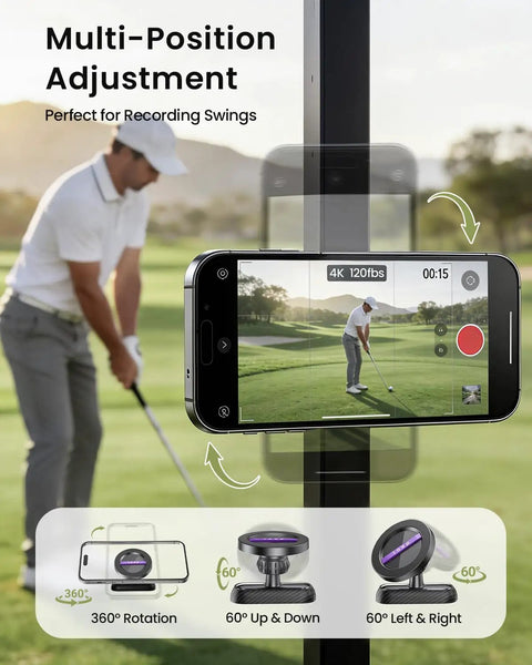 Magnetic Golf Cart Phone Holder With 360 Degree Rotation Fits EZGO Club Car Yamaha Golf Carts, hands-free mount in use