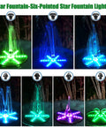 Solar Fountain Pump With Battery Power 4W Bird Bath Kit, 7 Nozzles, 30 LED Star Lights, illuminated in night garden