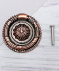 5 Pack Round Vintage Cabinet Drawer Pull Handles With Red Bronze Finish Dope Vintage Look 47mm Diameter Single Hole Metal
