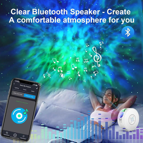 Galaxy Night Sky Projector with App Voice Control and Bluetooth Speaker, Rotating Nebula Lamp, 6 HD Slides, 37 White Noise Sounds and Timer, Star Ceiling Light for Bedroom and Kids Room Decor