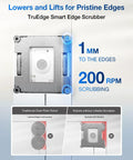 Winbot W2S Window Cleaning Robot With Edge To Edge Cleaning And TruEdge Scrubbers on glass panel demonstrating TruEdge scrubbers.