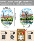 Elongated Resin Toilet Seat Quick Release for Bathroom dimensions guide, showing sizes and compatibility measurements.