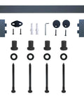 Sliding Barn Door Hardware Kit Rustic Star Track System In Matte Black Steel with screws, rollers, and mounting hardware visible