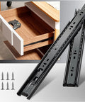 12 Inch Full Extension Drawer Slides Side Mount Ball Bearing Rails Black Beefed Up Heavy Duty 100 Lb Capacity For Dresser Cabinet Kitchen Fully Extended 24 Inch 1 Pair