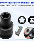 Solid As A Rock Half Inch Drive EV Hybrid Socket Kit For Tesla And Mainstream Electric Cars With Battery Disassembly Tools AC Compressor Wrenches Pro Chrome Gear Ready To Roll battery cover screw removal tool with socket design