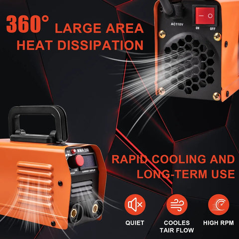 Side view of Portable 110V MMA Stick Welder With IGBT Inverter, featuring large area heat dissipation for home projects.