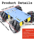 MC100 4WD mecanum wheel robot chassis on blue metal frame for Arduino Raspberry Pi Microbit robotics