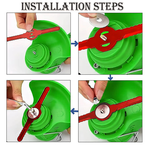 Installation steps for 60 Pack String Trimmer Blades Replacement Set for Weed Eater Wacker Blades with Universal Fit, Red